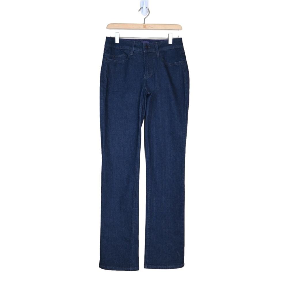 NYDJ Womens 4 Lift Tuck Technology Dark Wash Straight Jeans
